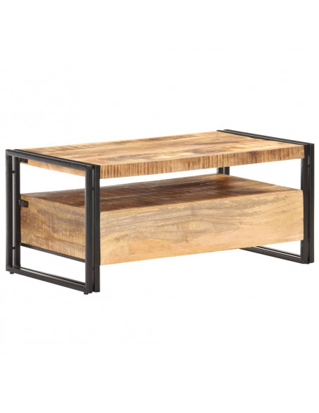 Tavolino da Caffè 100x55x45 cm in Legno di Mango Grezzo