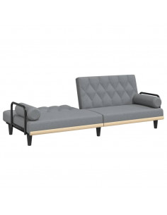 Divano Letto con Braccioli Grigio Chiaro in Tessuto