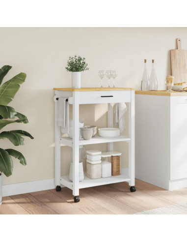 Carrello da Cucina MONZA 60x40x90 cm in Legno Massello di Pino