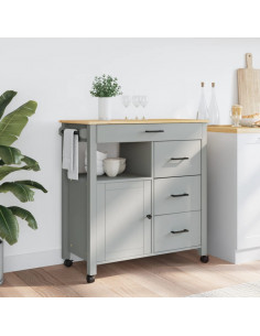 Carrello da Cucina MONZA 84x40x90 cm in Legno Massello di Pino 2