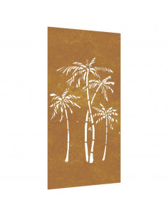 Decorazione Muro da Giardino 105x55 cm Palma in Acciaio Corten