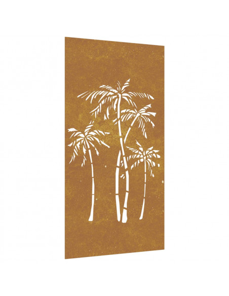 Decorazione Muro da Giardino 105x55 cm Palma in Acciaio Corten