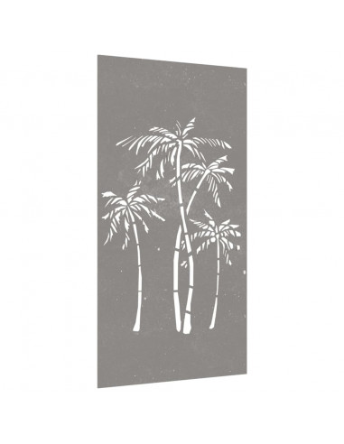 Decorazione Muro da Giardino 105x55 cm Palma in Acciaio Corten
