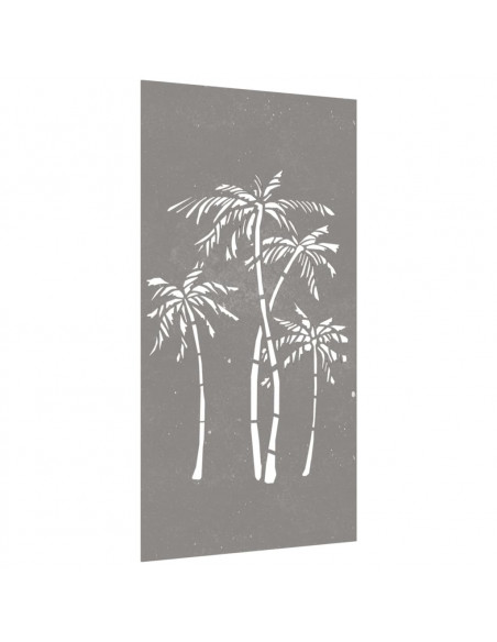 Decorazione Muro da Giardino 105x55 cm Palma in Acciaio Corten