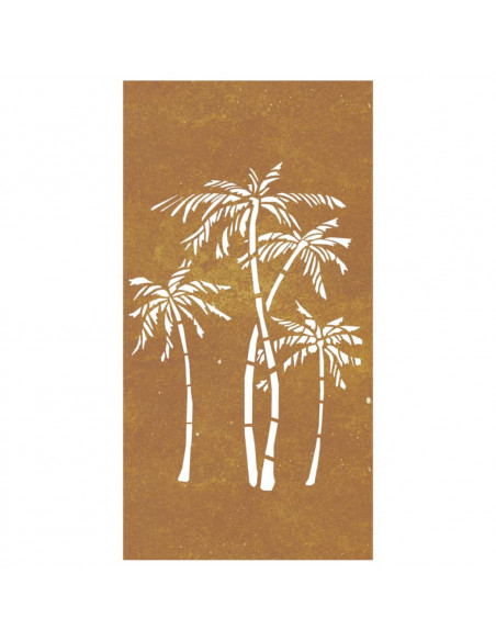 Decorazione Muro da Giardino 105x55 cm Palma in Acciaio Corten