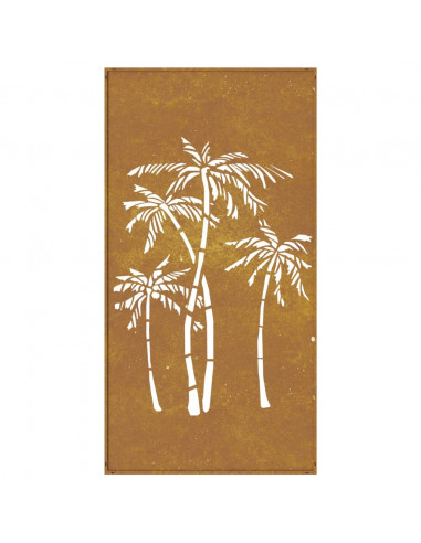 Decorazione Muro da Giardino 105x55 cm Palma in Acciaio Corten