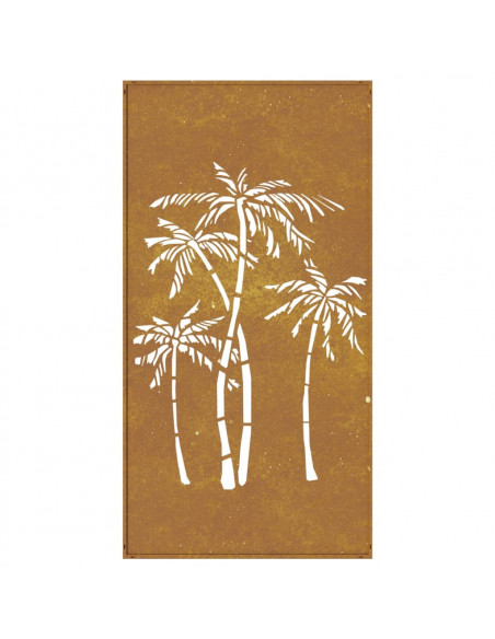Decorazione Muro da Giardino 105x55 cm Palma in Acciaio Corten