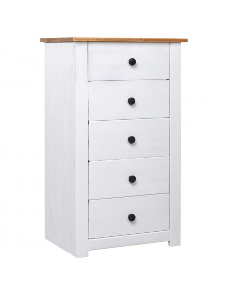 Credenza Bianca 46x40x89 cm in Legno Massello di Pino Panama