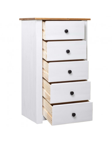 Credenza Bianca 46x40x89 cm in Legno Massello di Pino Panama