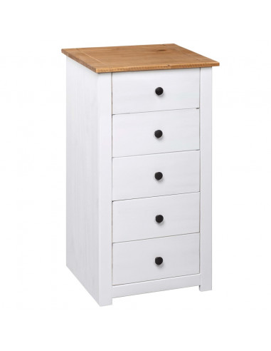 Credenza Bianca 46x40x89 cm in Legno Massello di Pino Panama