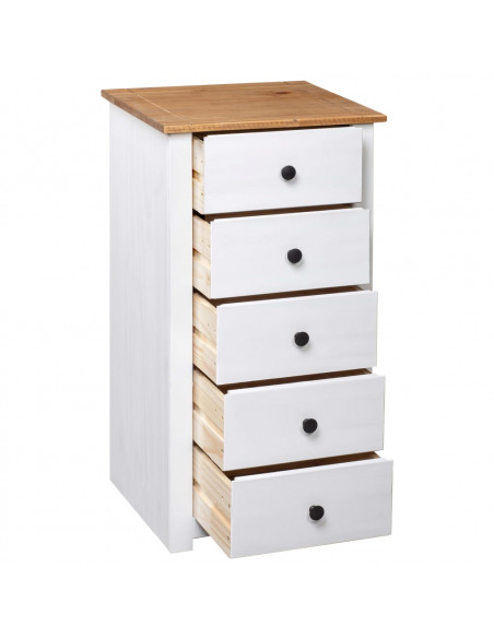 Credenza Bianca 46x40x89 cm in Legno Massello di Pino Panama