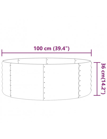 Letto da Giardino in Acciaio a Polvere 100x100x36 cm Antracite