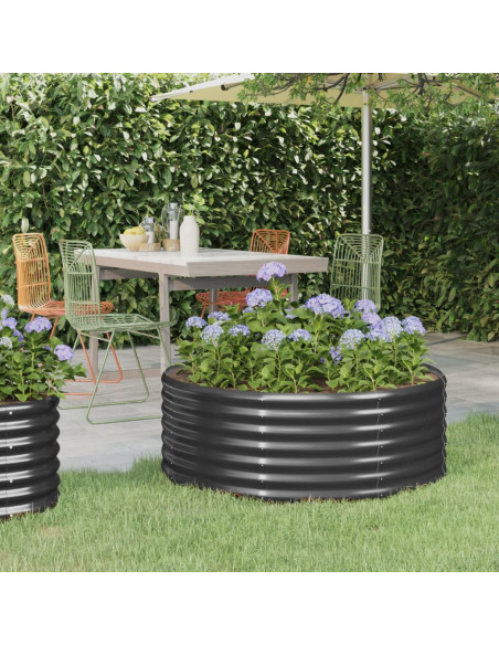 Letto da Giardino in Acciaio a Polvere 100x100x36 cm Antracite