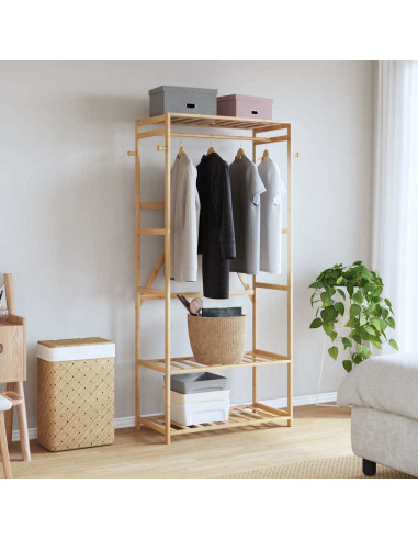Appendiabiti con Ripiani 80x40x175 cm in Bambù