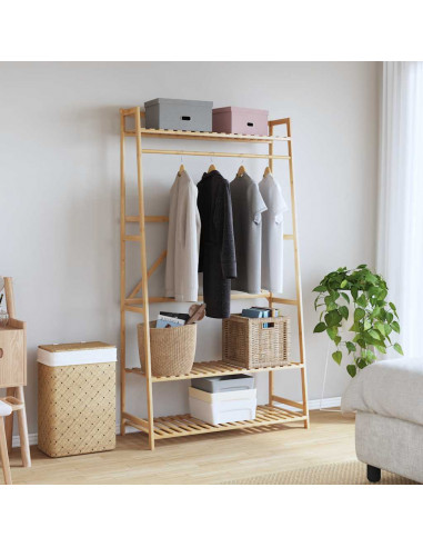 Appendiabiti con Ripiani 110x40x180 cm in Bambù