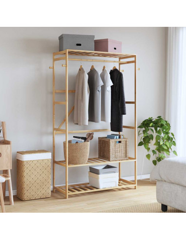 Appendiabiti con Ripiani 110x40x175 cm in Bambù