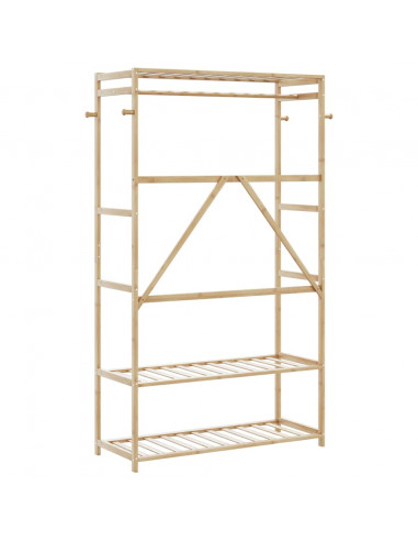Appendiabiti con Ripiani 110x40x175 cm in Bambù
