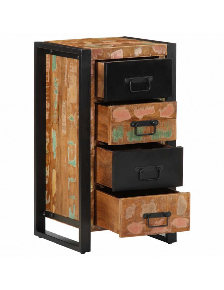 Cassettiera Multicolore 40x40x90 cm Legno Massello di Recupero