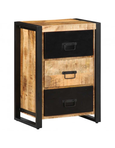 Cassettiera 50x35x70 cm in Legno Massello di Mango Grezzo