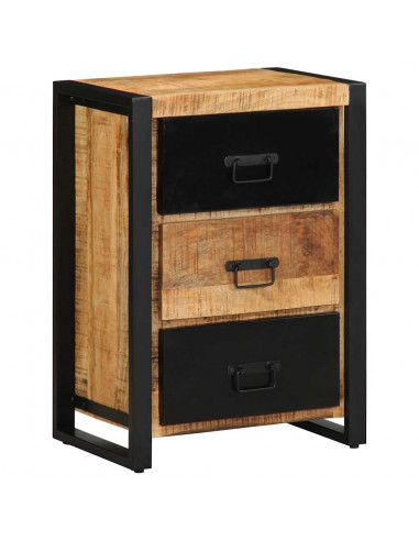 Cassettiera 50x35x70 cm in Legno Massello di Mango Grezzo