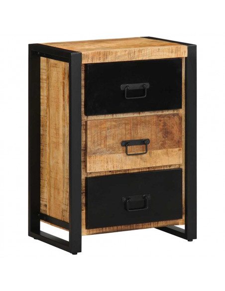 Cassettiera 50x35x70 cm in Legno Massello di Mango Grezzo
