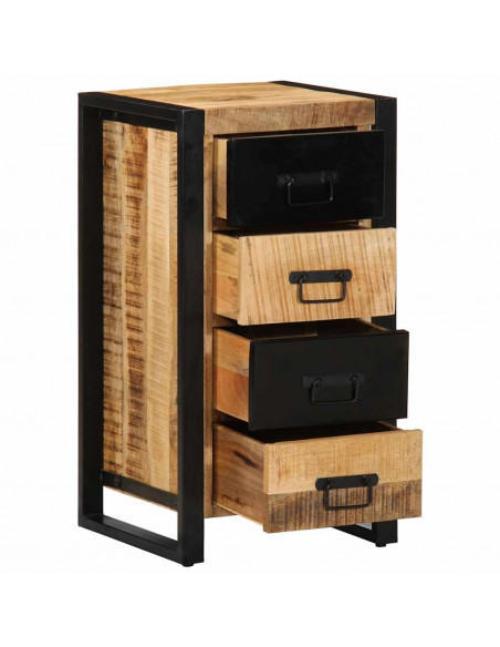 Cassettiera 40x40x90 cm in Legno Massello di Mango Grezzo