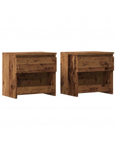 Comodini 2 pz Legno Antico 40x30x39 cm in Legno Multistrato