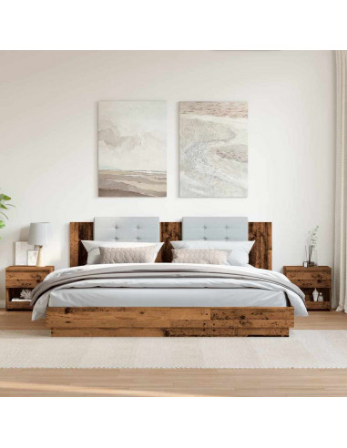 Comodini 2 pz Legno Antico 40x30x39 cm in Legno Multistrato