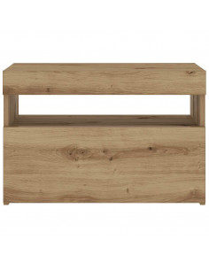 Comodino con LED Rovere Artigianale 60x35x40 cm in Truciolato