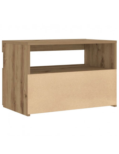 Comodino con LED Rovere Artigianale 60x35x40 cm in Truciolato