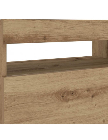 Comodino con LED Rovere Artigianale 60x35x40 cm in Truciolato