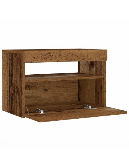 Comodino con LED Legno Antico 60x35x40 cm in Legno Multistrato
