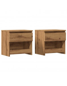 Comodini 2pz Rovere Artigianale 40x30x39cm in Legno Multistrato