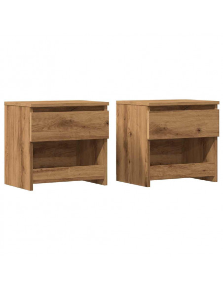 Comodini 2pz Rovere Artigianale 40x30x39cm in Legno Multistrato
