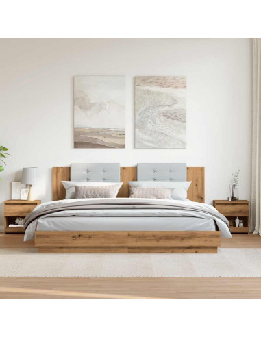 Comodini 2pz Rovere Artigianale 40x30x39cm in Legno Multistrato