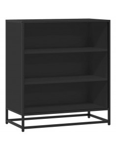 Credenza Rovere Nera 68x35x76 cm in Truciolato e Metallo