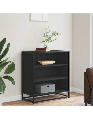 Credenza Rovere Nera 68x35x76 cm in Truciolato e Metallo