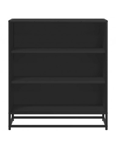 Credenza Rovere Nera 68x35x76 cm in Truciolato e Metallo