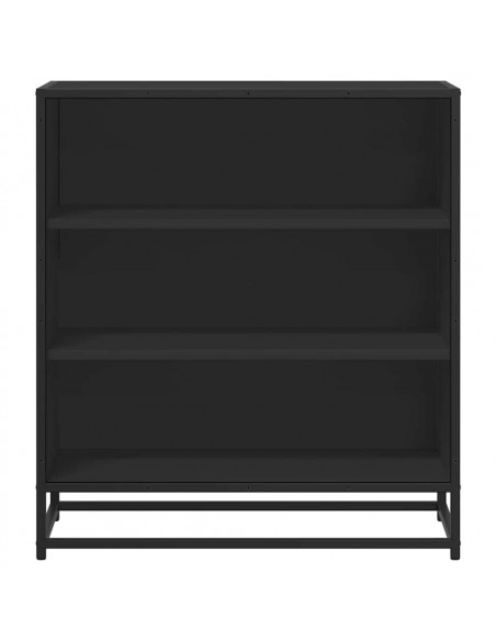 Credenza Rovere Nera 68x35x76 cm in Truciolato e Metallo