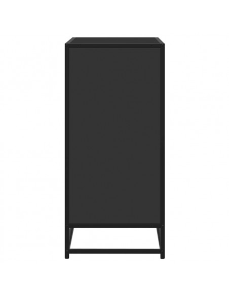 Credenza Rovere Nera 68x35x76 cm in Truciolato e Metallo