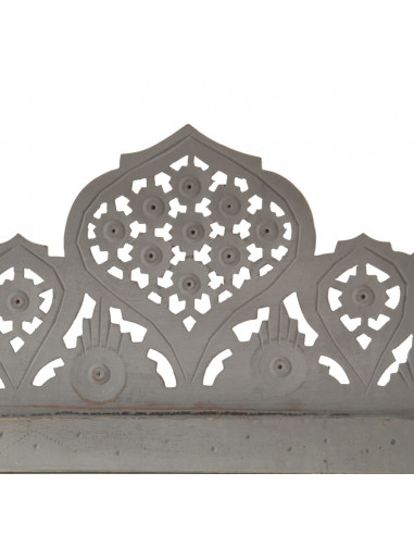 Divisorio 5 Pannelli Intagliato Grigio 200x165cm Mango Massello