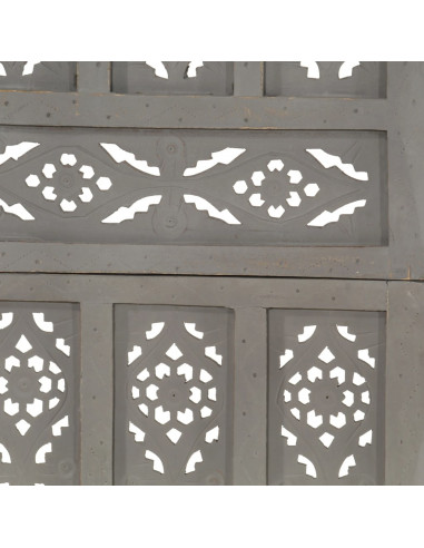 Divisorio 5 Pannelli Intagliato Grigio 200x165cm Mango Massello