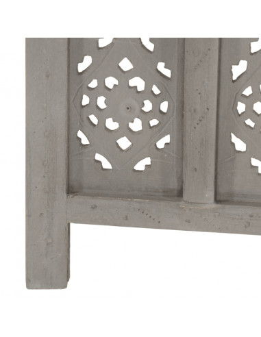 Divisorio 5 Pannelli Intagliato Grigio 200x165cm Mango Massello
