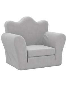 Divano Letto per Bambini Grigio Chiaro in Morbido Peluche