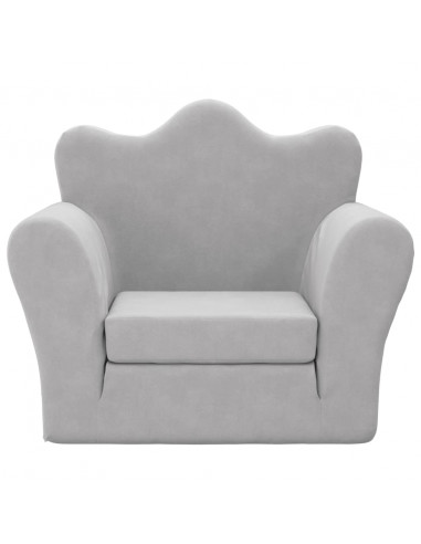 Divano Letto per Bambini Grigio Chiaro in Morbido Peluche