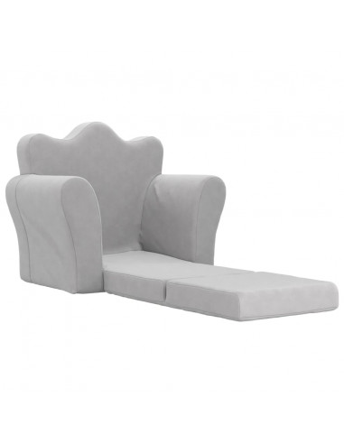 Divano Letto per Bambini Grigio Chiaro in Morbido Peluche