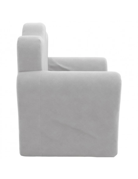 Divano Letto per Bambini Grigio Chiaro in Morbido Peluche