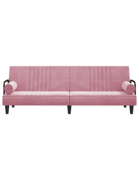 Divano Letto con Braccioli Rosa in Velluto