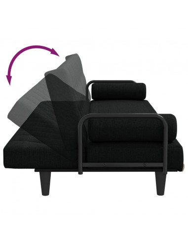 Divano Letto con Braccioli Nero in Tessuto