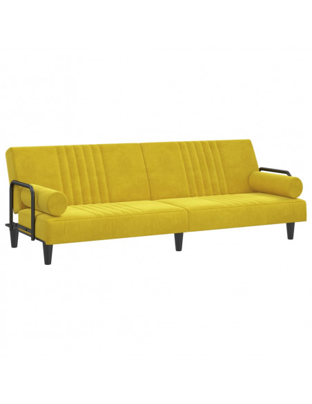 Divano Letto con Braccioli Giallo in Velluto